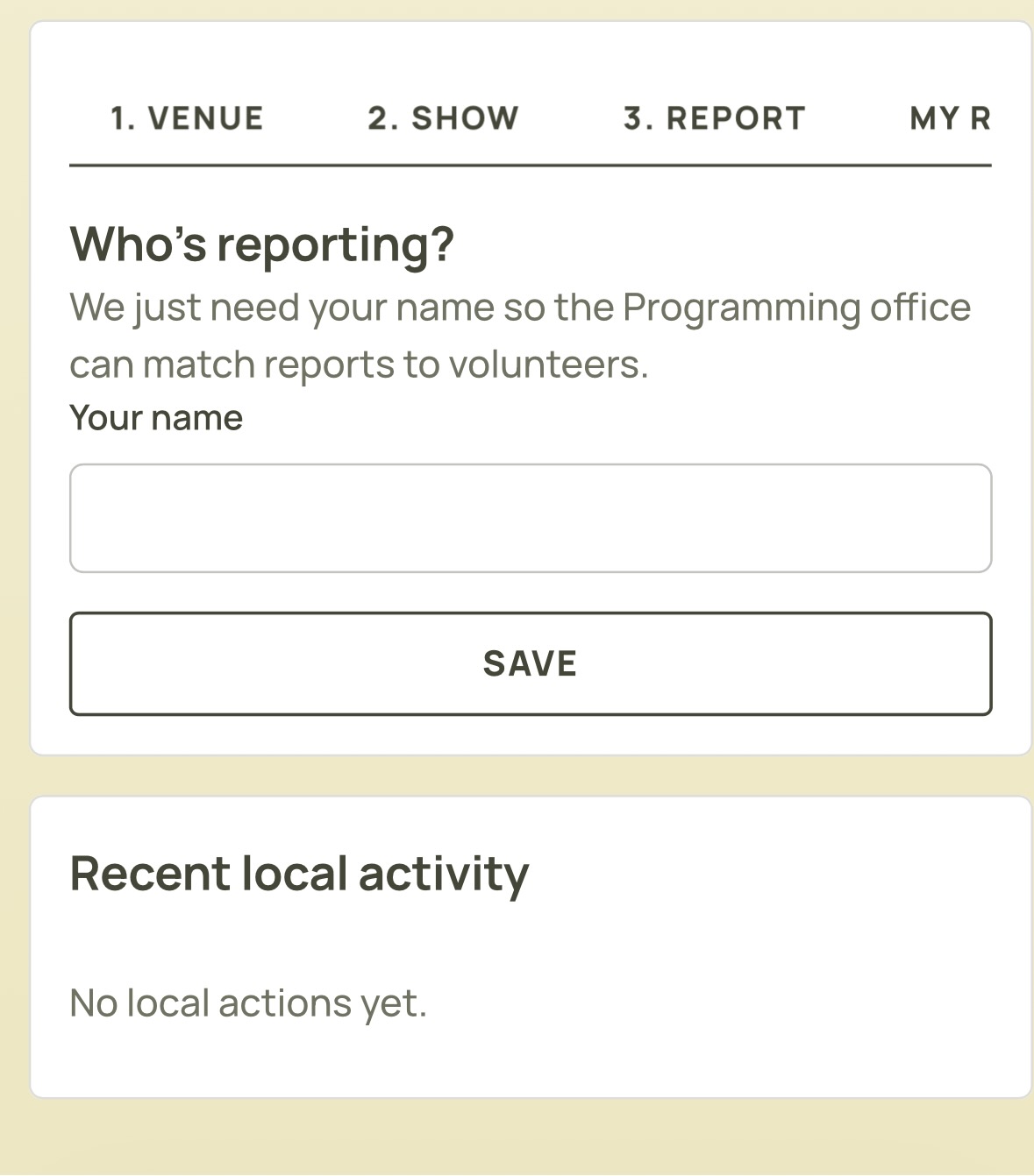 Who's reporting? — empty name field